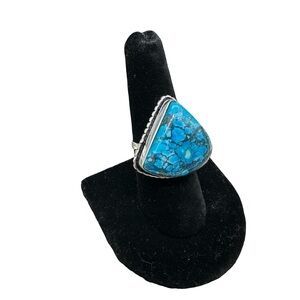 Turquoise Dyed Howlite Sterling Silver Ring size 8